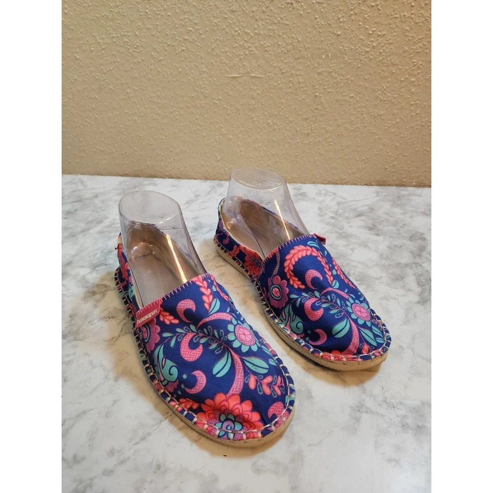 Havaianas‎ Womens 7 Blue Floral Espadrille Slip On Liberty London Paisley Shoes